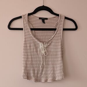 Striped Tie-Front Crop Top